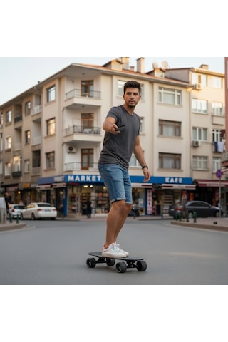 Elektrikli Kaykay H2s-1 Şehir İçi Ulaşım Aracı, Scooter Alternatifi, 20 Km/h, 8 Km Menzil, Hafif 3.7 Kg Siyah