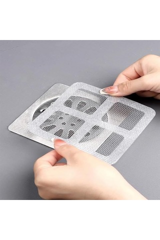 Lavabo Gider Süzgeci, Yapışkanlı Tül Filtre, 10'lu Paket, Saç Ve Atık Önleyici Açık Ahşap