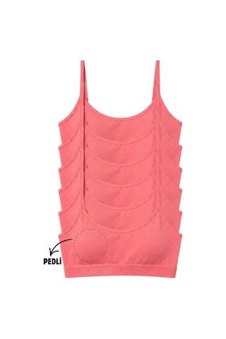 Armoris Özel Seri Genç Kız Pamuklu Yarım Atlet Alıştırma Sütyeni 6'lı Paket Pembe Spor Ev Rahat