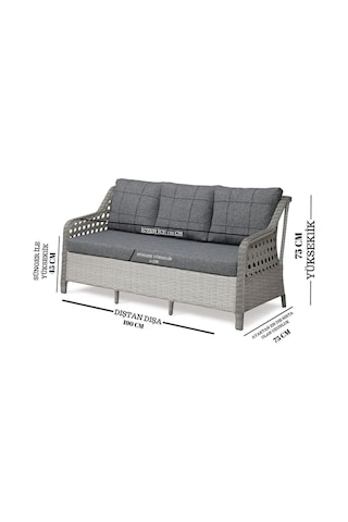 Petra Rattan 3 1 1 Masa 2puf Bahçe Balkon Mobilyası,vizon