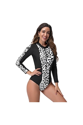 Şık Küçük Taze Uzun Kollu Yarışmayo Siyah - Beyaz