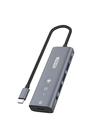 Go Des Gd-6903 Type-c Bağlantılı 6in1 Hub Adaptör Usb3.0/hdmi/pd 100w/4k Ultra Hd 30hz/5gbps Gri