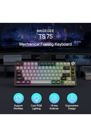 Magegee Ts75 %75 Siyah 79 Tuş Rgb Kablolu Membran Gaming Klavye