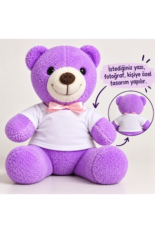 Mor Ayıcık 20 Cm Kişiye Özel Peluş Oyuncak İsimli Ve Özel Tasarım