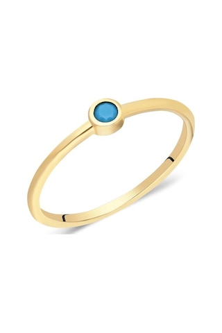 14 Ayar Altın Tektaş Firuze Taşlı Tektaş Yüzük-Hediye Yüzük