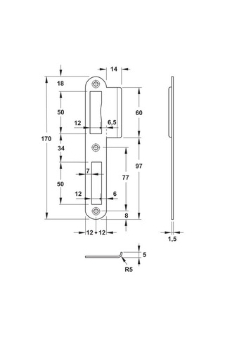 Hafele Kilit Karşılığı Sol Uzun Mat Paslanmaz Çelik Renk