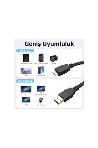 Yüksek Hızlı Altın Kaplama Hdd Veri Kablosu Usb 3.0 Mikro-b - 1.8