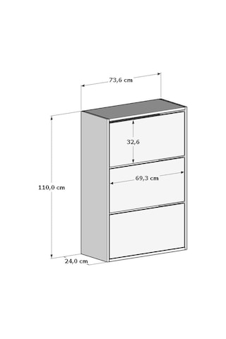 3 Kapaklı Kayar Raflı Ayakkabılık Çam Çam