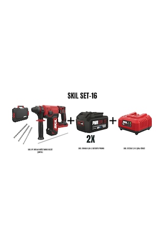 Skil Set-16 Skil XP 3851JA Akülü Kırıcı Delici Çantalı + 2x Skil 3104AA 4AH Li Batarya Promo + Skil 3122AA 2.4A Şarj Cihazı