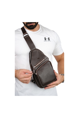 Mft Leather Hakiki Deri Unisex Çapraz Çanta Baggy 6981 Flother Kahve