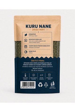 Şifahan Kuru Nane 1 Kg 1000 G Katkısız, Yoğun Aromalı Yemeklik Baharat