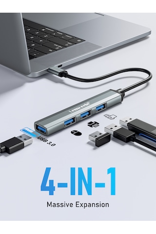Lemorele 4'in 1'i Hub Çoklayıcı Usb Girişli 4 Port 3.0 480mbps