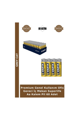 Premium Genel Kullanım Ofis Gereci İç Mekan Superlife Aa Kalem Pil 60 Adet
