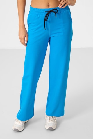 Mavi Dik Yaka Fermuarlı Pamuklu Kadın Eşofman Tunik Takım - 95346 Mavi