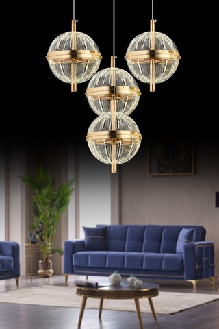 Orbital 4'lü Kumandalı Gold Avize Gold