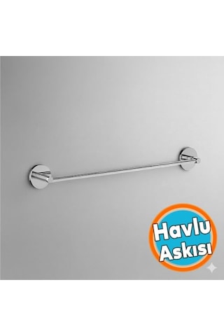 Havluluk Krom 40 Cm Parlak Gümüş Duvar Tipi Paslanmaz Çelik Banyo Havlu Askısı Aparatı Çok Renkli