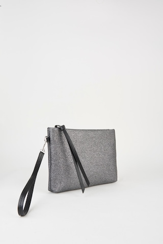 Vivaq Kadın Bellis Simli Gri Astarlı Suni Deri Bilek Askılı Portföy El Ve Clutch Çanta GRİ