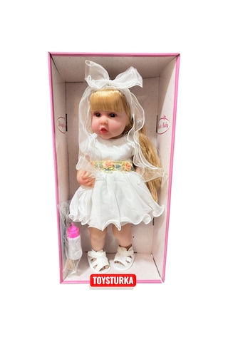 55 Cm Gerçekçi Yenidoğan Biberonlu Bebek Sesli Oyuncak Et Bebek 67296516