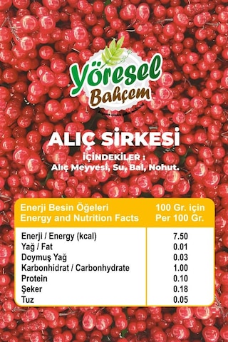 Yöresel Bahçem Alıç Sirkesi Doğal Fermantasyon 500ml