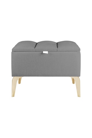 Vetra Mini Royal Gri Kumaş Sandıklı Dekoratif Puf&bench-dilimli Model-gold Ayak-modern Puf