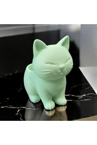 En-cag 3d Baskı Sevimli Kedi Saksı - Figürlü Sukulent Saksısı-mint Bss Standart