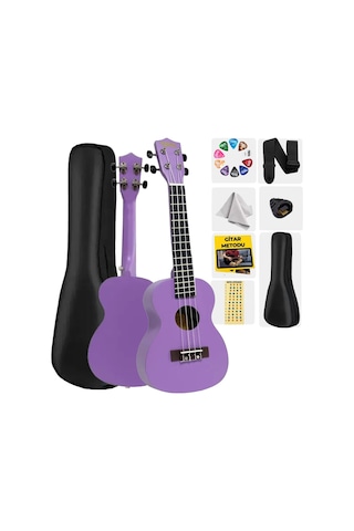 Midex Ukx-233prp Mor Concert Ukulele Askı Çanta Metod Pena