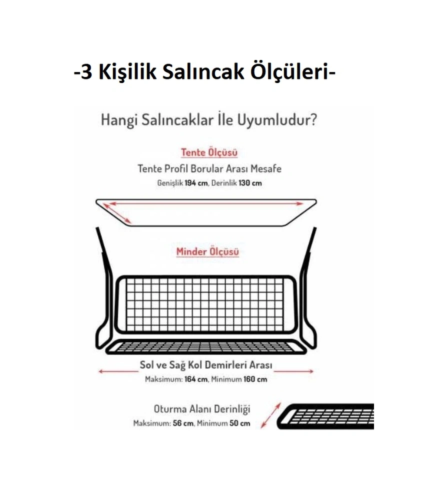 Mandaş Süngersiz 3 Kişilik Salıncak Minder Seti-ingilizgülü Pembe