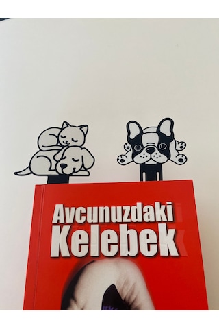 Kedi Köpek Tasarımlı Kitap Ayracı 3 Lü-siyah-beyaz Hediyelik