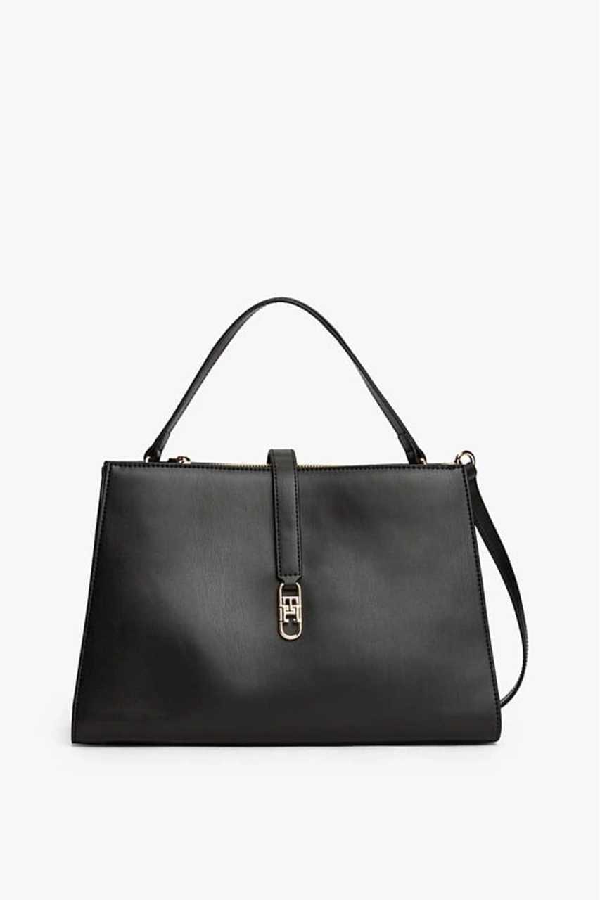 Tommy Hilfiger Kadın Metal Kilit Detaylı El Ve Omuz Çantası - Siyah-10583 Triple Black