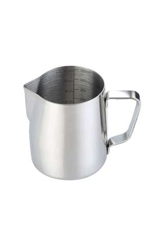 Leezsing 304 Paslanmaz Çelik Süt Köpük Kavanozu 350ml - İç Çift Ölçekli Dar Boşalma Açığıyla Gümüş