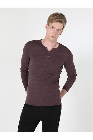 Colin's Colins Slim Fit Placket Neck Erkek Mor Uzun Kol Tişört Cl1022847 001