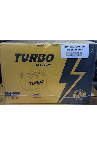 12V 70 Amper 700A EN Turbo EFB Start Stop Akü