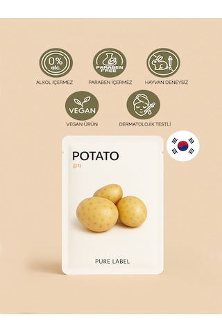 Modamkore 7'li Paket Patates Özlü Kore Yüz Maskesi Gözenek Sıkılaştırıcı