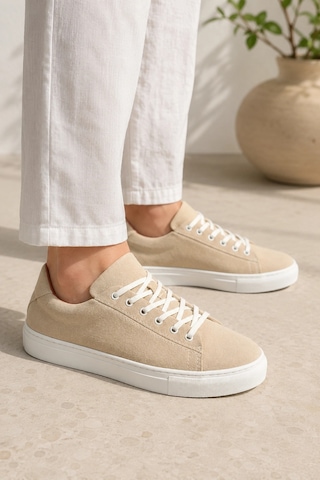 Mevese Austin Bağcıklı Cilt Erkek Günlük Sneaker Ayakkabı - Bej