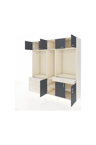 Kronos Dolap 8 Raflı 4 Çekmeceli 3 Askılı 220x59x243 Aytaşı-antrasit/aytaşı Antrasıt/aytası