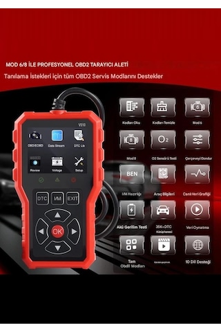 Full Obd2 Eobd Araç Teşhis Kodu Okuyucu , Obd Hata Silici