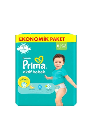 Prima Bebek Bezi 6 Beden Aktif Bebek Fırsat Paketi Extra Large 40 Adet
