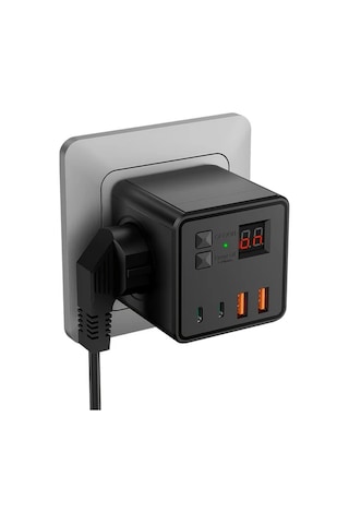 Motion003 7'li Çoklu Priz Küpü Siyah 3 Ac 2 Usb 2 Tip-c Zamanlayıcı 220-240v 10a Ev Ofis
