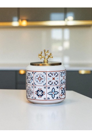 Kahve Köşesi - 1.4 L Ceramic Desenli Baharatlık Gold Kahverengi