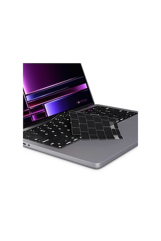 NovStrap Apple Uyumlu MacBook Pro 2023 16 inç M2 A2780 Türkçe Q Klavye Siyah Klavye Koruyucu Kılıf