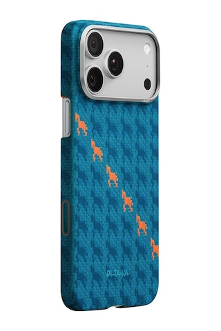 Apple Apple iPhone 17 Pro Kılıf M-safe Uyumlu Aramid Fiber Pitaka Edge Serisi Happiness Rides Kapak Mavi