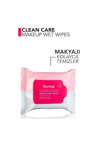 Flormar 30'lu Yüz-Göz-Dudak Makyaj Temizleme Mendili - Clean Care Wet Wipes - 000 - 8690604557332