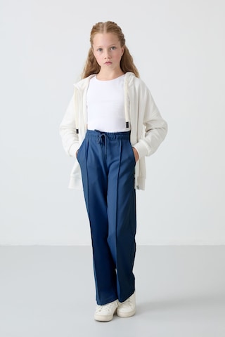 Tommy Life Parlament Cepli Ön Dikiş Detaylı Geniş Paça Kız Çocuk Eşofman Altı -75144 Mavi