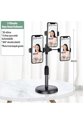 Ally Tripod Üçlü Telefon Tutucu Stand Siyah