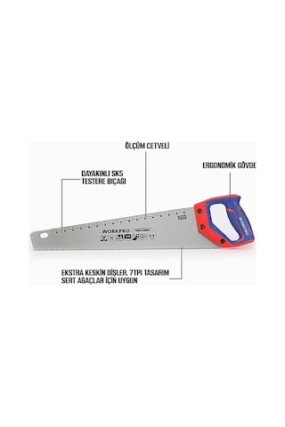 Workpro Wp215035 350mm Sk5 7 Tpı Ağır Hizmet Tipi El Testeresi Fr Wp215035