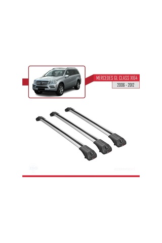 Mercedes Gl Class X164 2006-2012 Arası İle Uyumlu Ace-1 Ara Atkı Tavan Barı Gri 3 Adet Bar