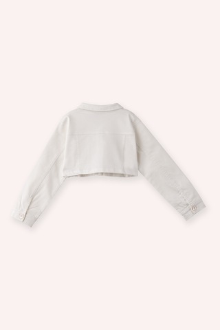 Panço Kız Bebek Ekru Crop Ceket Krem