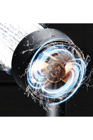 Qianfan Duş Başlığı Turbo Fan 5 Fonksiyonlu Duş Başlığı El Duşu Siyah