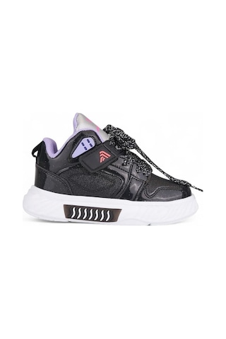 537 Çocuk Okul Öncesi Bilekli Sneaker Siyah/lila