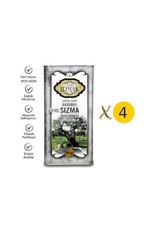 Altın Irmak Yeni Sezon Soğuk Sıkım Natürel Sızma Zeytinyağı 4 x 5 L + Zeytinyağı Sabunu 1 KG